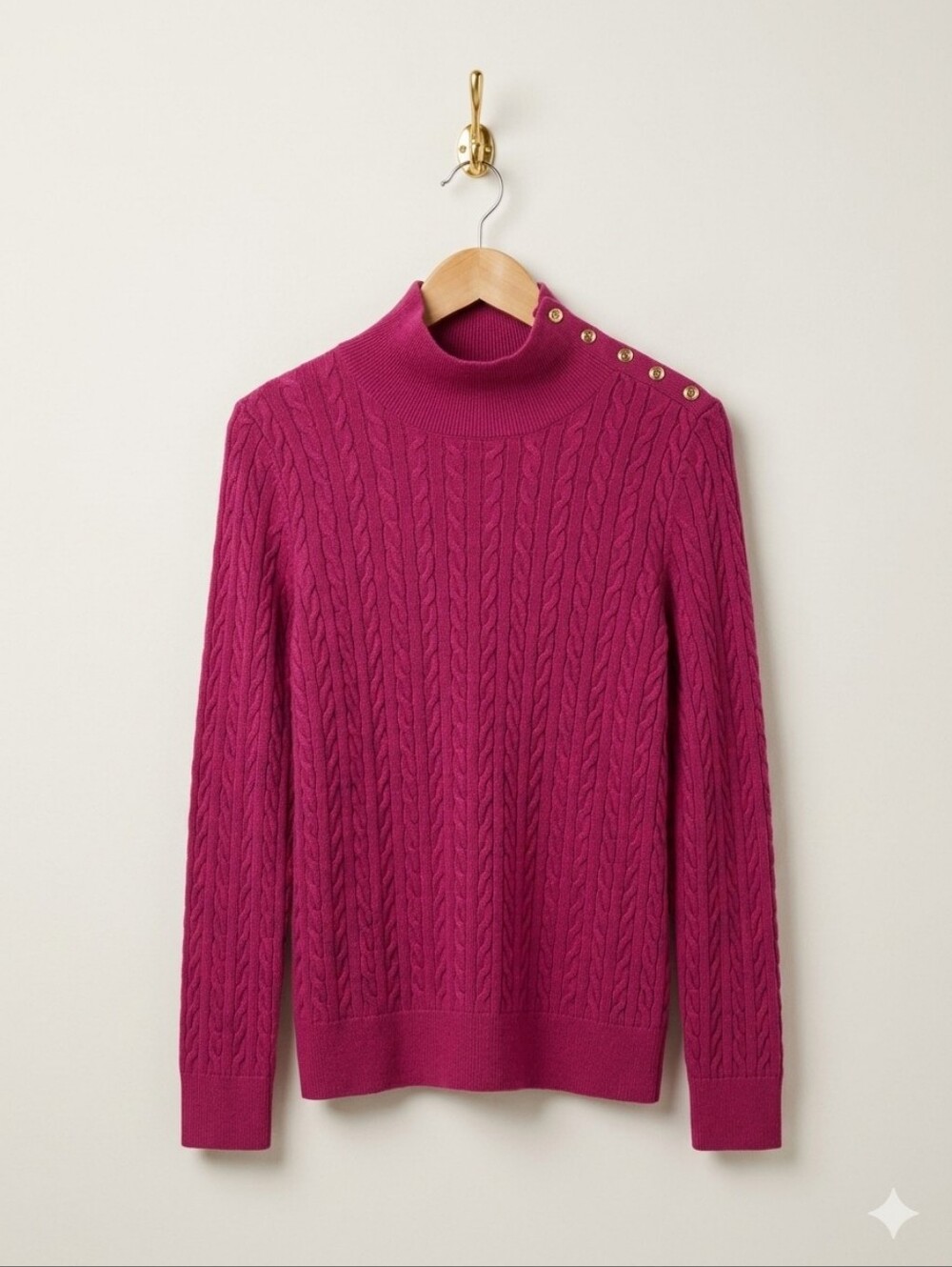 Talbots Cable Knit Button Shoulder Sweater Size XL